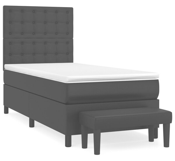 Krevet s oprugama i madracem crni 90 x 200 cm od umjetne kože - Crna / 90 x 200 cm