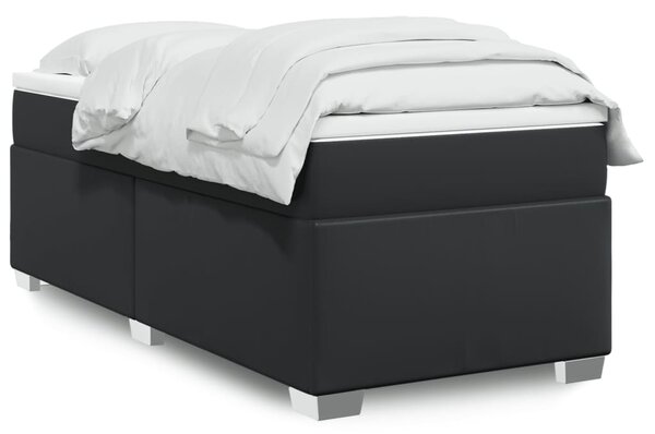 Krevet s oprugama i madracem crni 90 x 200 cm od umjetne kože - Crna / 90 x 200 cm
