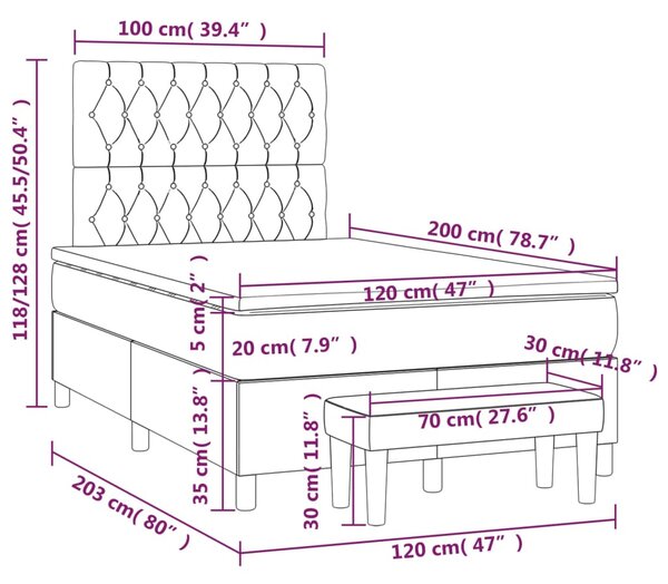 Box spring krevet s madracem crni 120 x 200 cm baršunasti - Crna / 120 x 200 cm