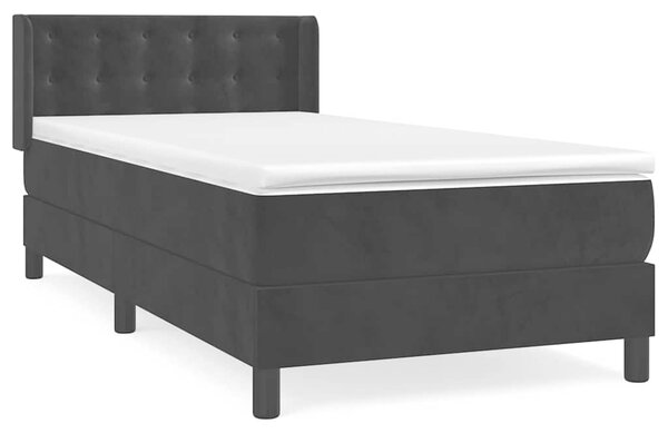 Box spring krevet s madracem crni 90x200 cm baršunasti - Crna / 90 x 200 cm