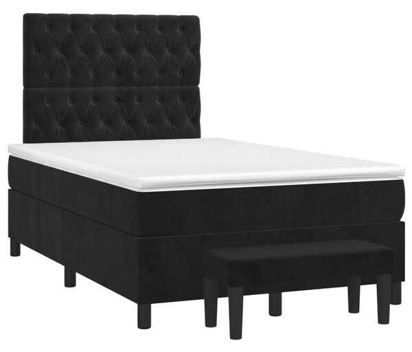 Box spring krevet s madracem crni 120 x 200 cm baršunasti - Crna / 120 x 200 cm