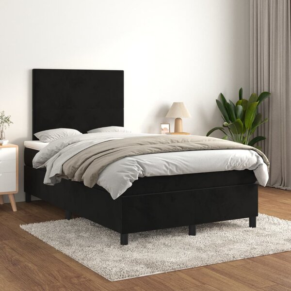 Box spring krevet s madracem crni 120 x 200 cm baršunasti - Crna / 120 x 200 cm