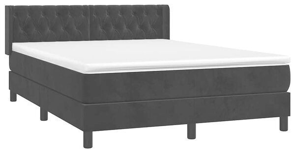 Krevet s oprugama i madracem crni 140 x 190 cm baršunasti - Crna / 140 x 190 cm