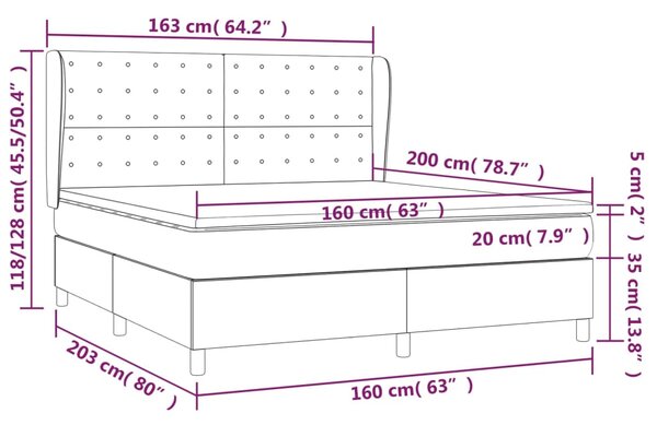 Krevet s oprugama i madracem plavi 160x200 cm od tkanine - Plava / 160 x 200 cm