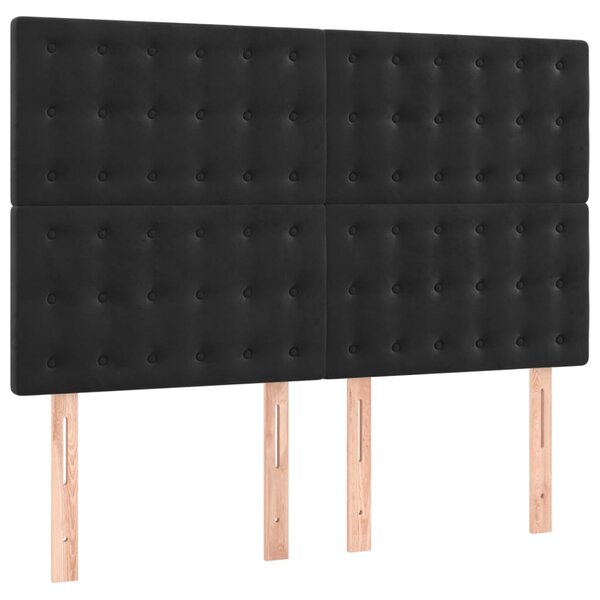 Krevet s oprugama i madracem crni 140 x 190 cm baršunasti - Crna / 140 x 190 cm