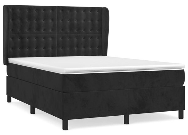 Krevet s oprugama i madracem crni 140 x 190 cm baršunasti - Crna / 140 x 190 cm