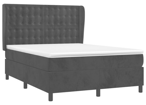 Krevet s oprugama i madracem crni 140 x 190 cm baršunasti - Crna / 140 x 190 cm