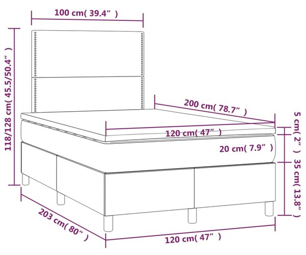 Krevet s oprugama i madracem plavi 120 x 200 cm od tkanine - Plava / 120 x 200 cm