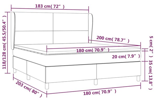 Krevet s oprugama i madracem crni 180x200 cm baršunasti - Crna / 180 x 200 cm
