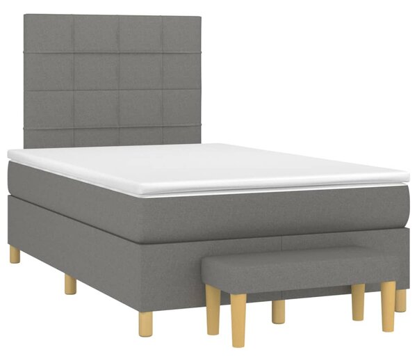Krevet s oprugama i madracem tamnosivi 120 x 200 cm od tkanine - Siva / 120 x 200 cm