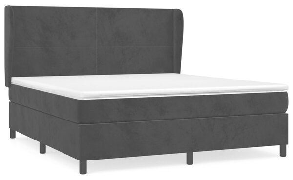 Krevet s oprugama i madracem crni 180x200 cm baršunasti - Crna / 180 x 200 cm