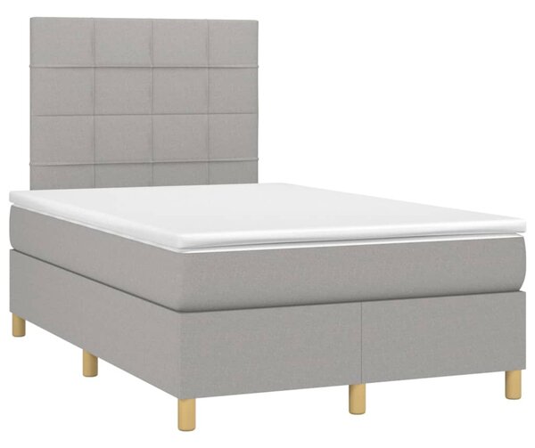 Krevet s oprugama i madrac svjetlosivi 120 x 200cm od tkanine - Siva / 120 x 200 cm