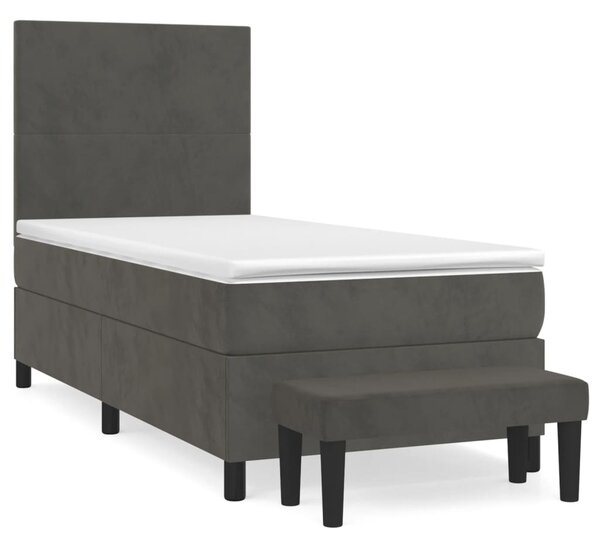 Box spring krevet s madracem tamnosivi 80 x 200 cm baršunasti - Tamno siva / 80 x 200 cm