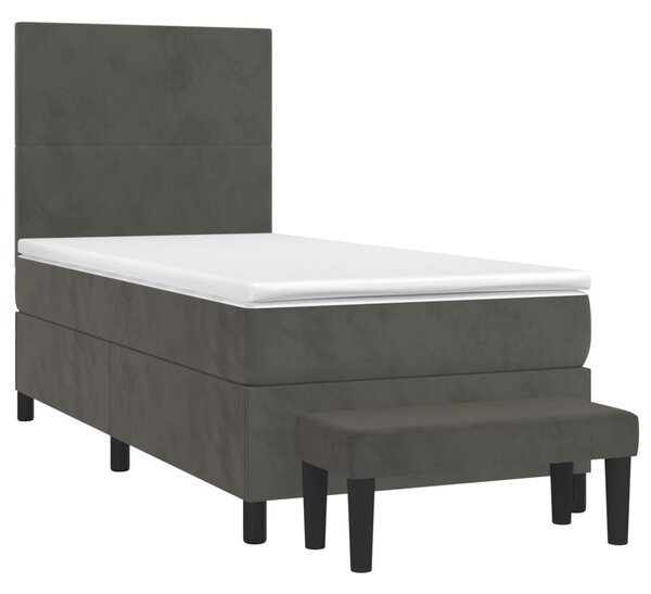Box spring krevet s madracem tamnosivi 80 x 200 cm baršunasti - Tamno siva / 80 x 200 cm
