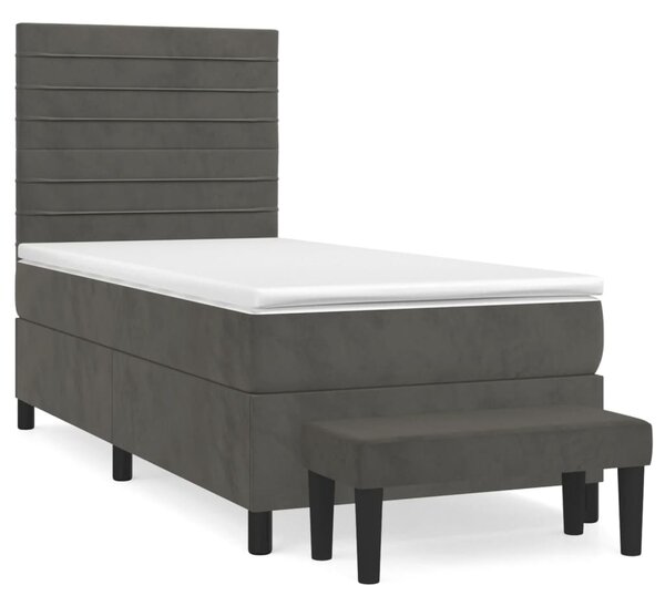 Box spring krevet s madracem tamnosivi 80 x 200 cm baršunasti - Tamno siva / 80 x 200 cm