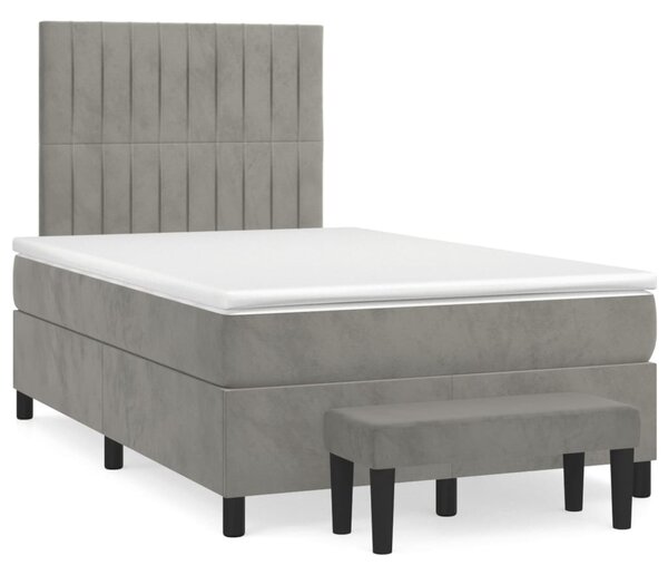 Box spring krevet s madracem svjetlosivi 120x200 cm baršunasti - Siva / 120 x 200 cm