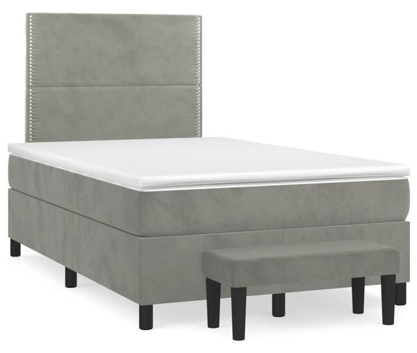 Box spring krevet s madracem svjetlosivi 120x200 cm baršunasti - Siva / 120 x 200 cm