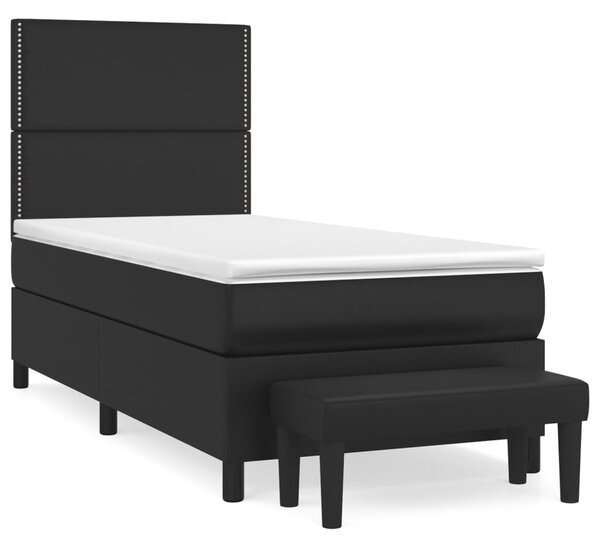 Krevet s oprugama i madracem crni 100x200 cm od umjetne kože - Crna / 100 x 200 cm