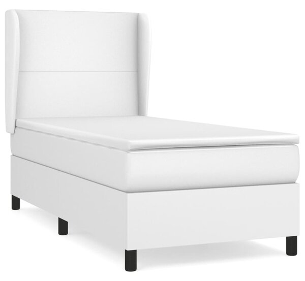 Krevet s oprugama i madracem bijeli 90 x 200 cm od umjetne kože - Bijela / 90 x 200 cm