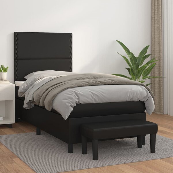 Krevet s oprugama i madracem crni 100x200 cm od umjetne kože - Crna / 100 x 200 cm