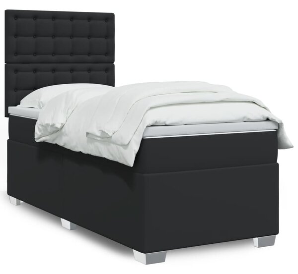 Krevet s oprugama i madracem crni 90x190 cm od umjetne kože - Crna / 90 x 190 cm