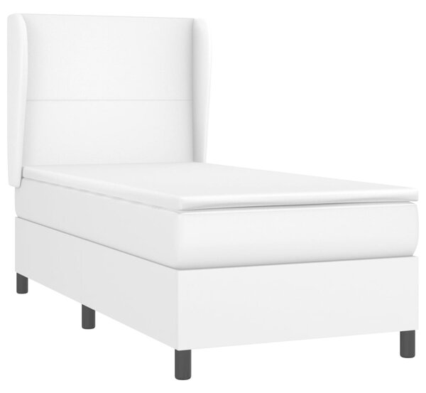 Krevet s oprugama i madracem bijeli 90 x 200 cm od umjetne kože - Bijela / 90 x 200 cm