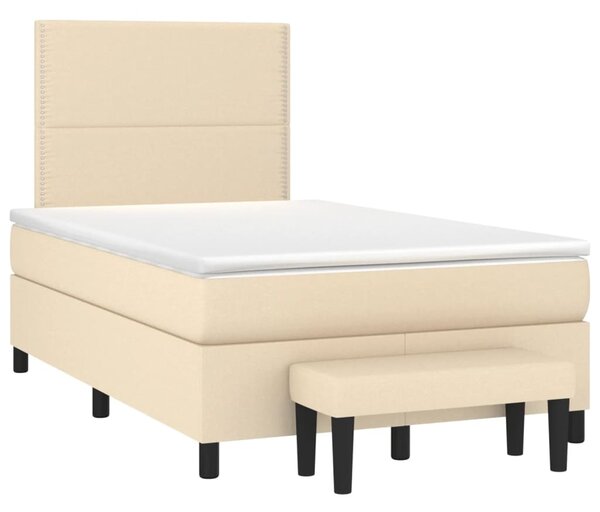 Krevet s oprugama i madracem krem 120 x 200 cm od tkanine - Krema / 120 x 200 cm
