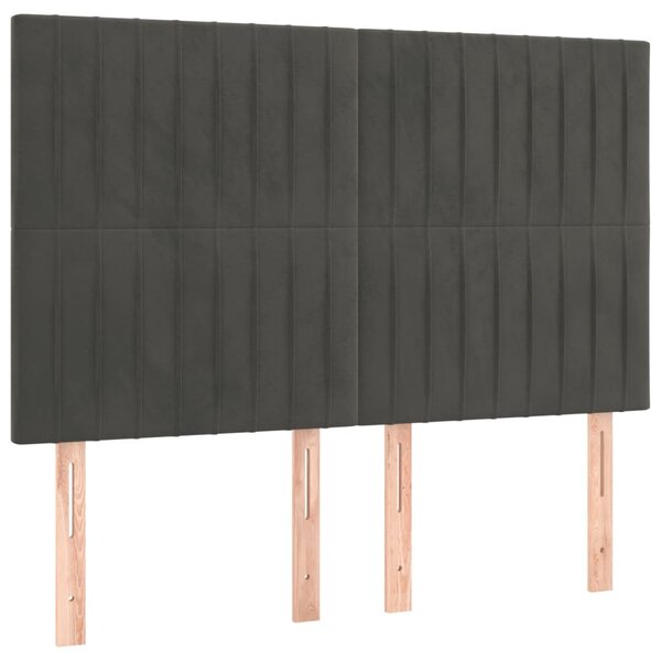 Krevet box spring s madracem LED tamnosivi 140x190 cm baršun - Siva / 140 x 190 cm