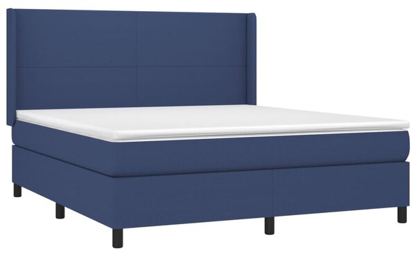 Krevet box spring s madracem LED plavi 160x200 cm od tkanine - Plava / 160 x 200 cm