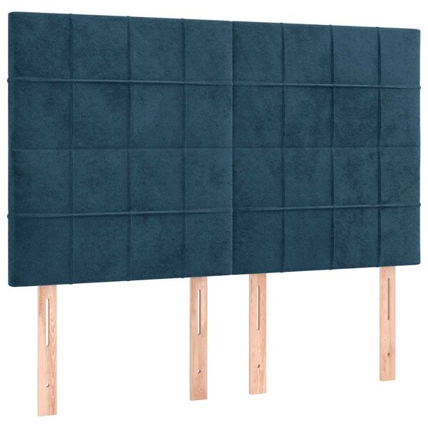 Krevet box spring s madracem LED tamnoplavi 140x190 cm baršun - Plava / 140 x 190 cm