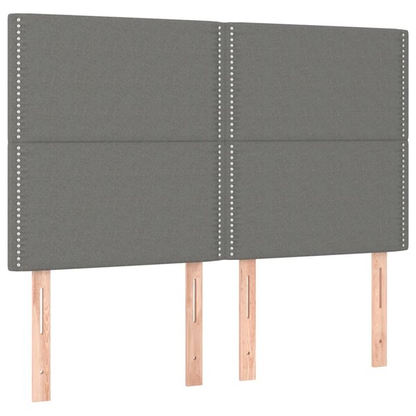 Krevet box spring s madracem LED tamnosivi 140x190 cm tkanina - Siva / 140 x 190 cm