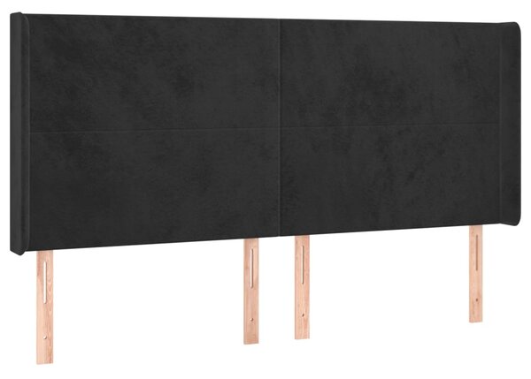 Krevet box spring s madracem LED crni 200x200 cm baršun - Crna / 200 x 200 cm