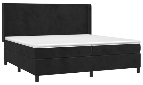 Krevet box spring s madracem LED crni 200x200 cm baršun - Crna / 200 x 200 cm