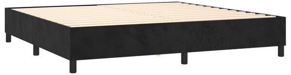 Krevet box spring s madracem LED crni 200x200 cm baršun - Crna / 200 x 200 cm