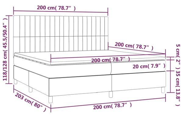 Krevet box spring s madracem LED ružičasti 200x200cm baršunasti - Ružičasti / 200 x 200 cm