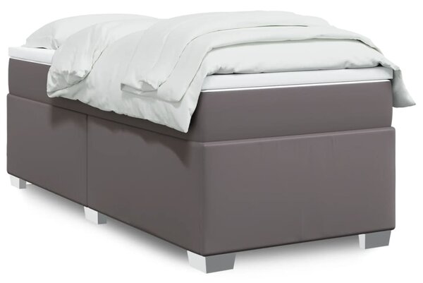 Krevet s oprugama i madracem sivi 80 x 200 cm od umjetne kože - Siva / 80 x 200 cm