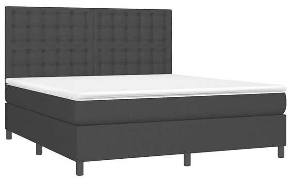 Krevet box spring s madracem LED crni 180x200 cm od tkanine - Crna / 180 x 200 cm