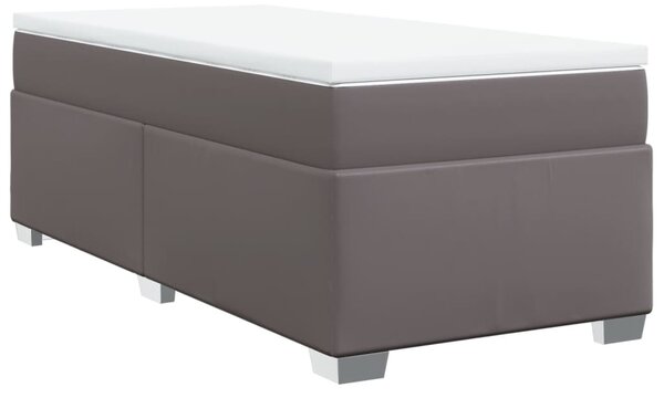 Krevet s oprugama i madracem sivi 80 x 200 cm od umjetne kože - Siva / 80 x 200 cm