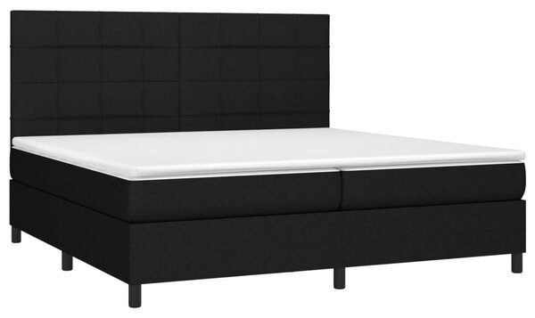 Krevet box spring s madracem LED crni 200x200 cm od tkanine - Crna / 200 x 200 cm