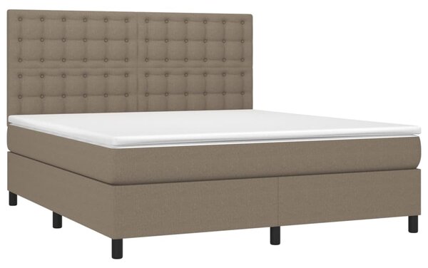 Krevet box spring s madracem LED smeđesivi 180x200 cm tkanina - Tupe / 180 x 200 cm