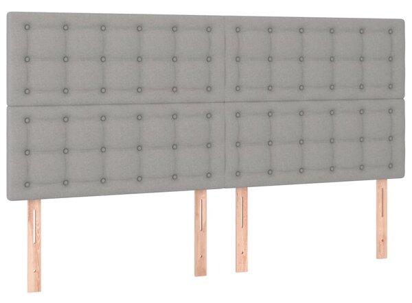 Krevet box spring s madracem LED svjetlosivi 160x200 cm tkanina - Siva / 160 x 200 cm