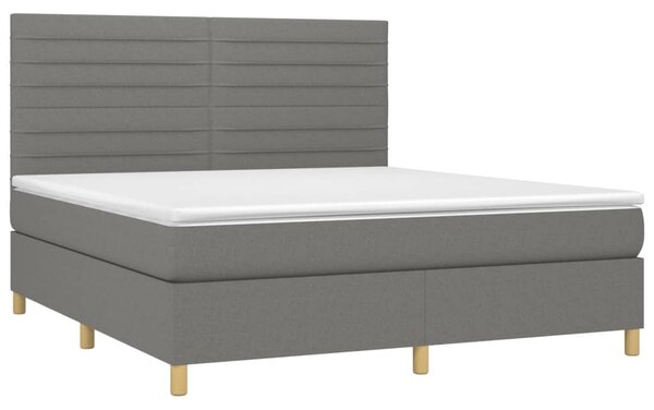 Krevet box spring s madracem LED tamnosivi 160x200 cm tkanina - Siva / 160 x 200 cm