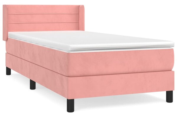 Box spring krevet s madracem ružičasti 90x200 cm baršunasti - Ružičasti / 90 x 200 cm