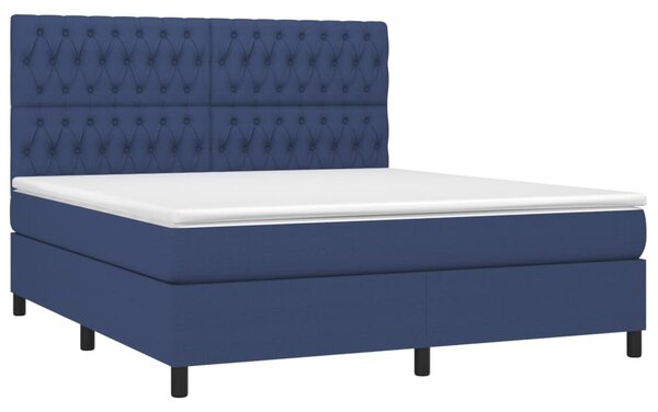 Krevet box spring s madracem LED plavi 180x200 cm od tkanine - Plava / 180 x 200 cm