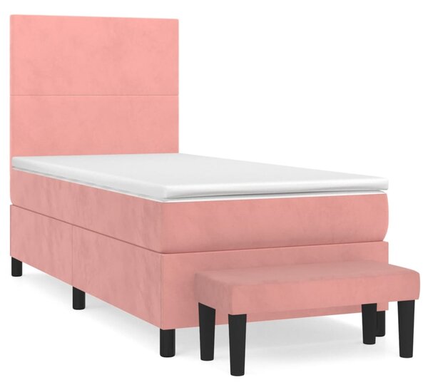 Box spring krevet s madracem ružičasti 90x200 cm baršunasti - Ružičasti / 90 x 200 cm