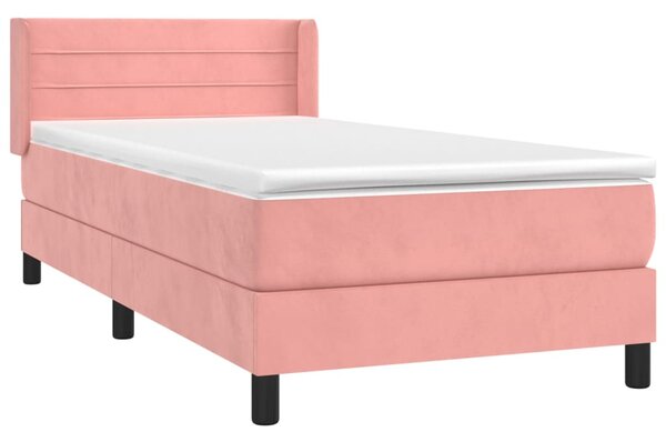 Box spring krevet s madracem ružičasti 90x200 cm baršunasti - Ružičasti / 90 x 200 cm