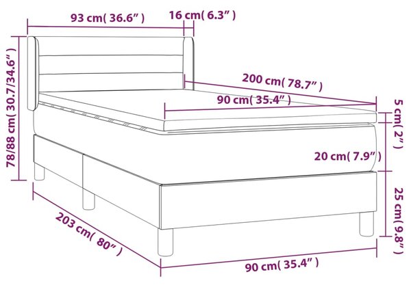 Box spring krevet s madracem ružičasti 90x200 cm baršunasti - Ružičasti / 90 x 200 cm