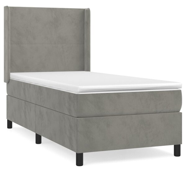 Box spring krevet s madracem svjetlosivi 100x200 cm baršunasti - Siva / 100 x 200 cm