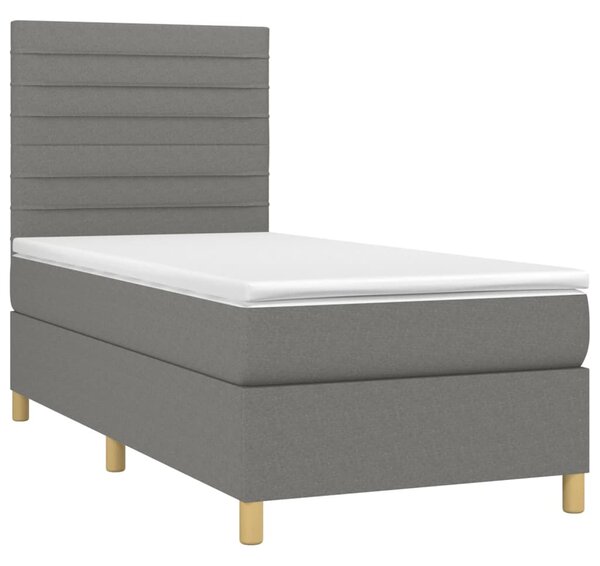 Krevet box spring s madracem LED tamnosivi 80 x 200 cm tkanina - Siva / 80 x 200 cm