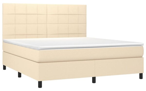 Krevet box spring s madracem LED krem 160x200 cm od tkanine - Krema / 160 x 200 cm